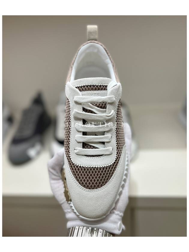 Bouncing Air Mesh Sneakers White Beige - HERMES - BALAAN 3