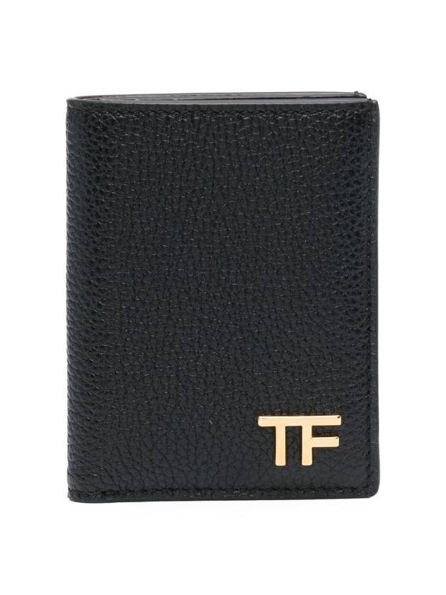 Logo Leather Half Wallet Black - TOM FORD - BALAAN 3