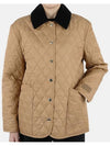 Women's Corduroy Collar Diamond Quilted Jacket Beige - BURBERRY - BALAAN.