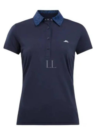 Women's Collar CARA Polo Short Sleeve T-Shirt Navy - J.LINDEBERG - BALAAN 2