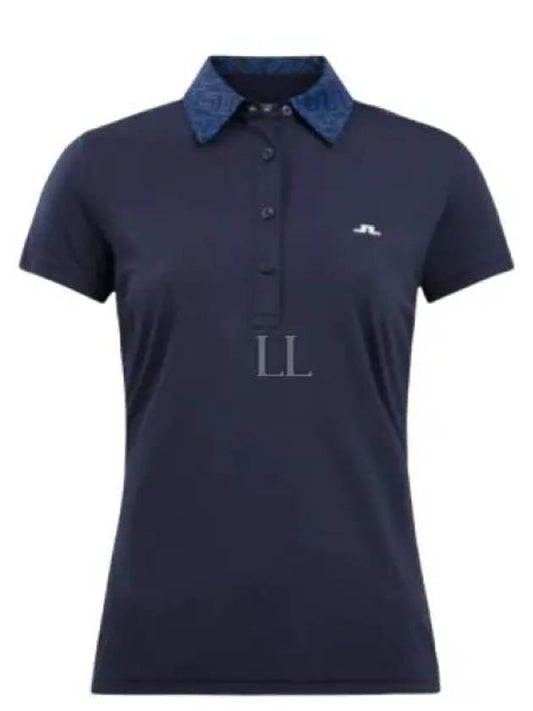 Women's Collar CARA Polo Short Sleeve T-Shirt Navy - J.LINDEBERG - BALAAN 2