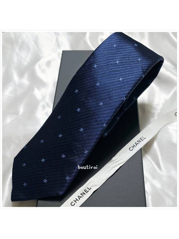 Tie CC logo silk men s navy AAA053 - CHANEL - BALAAN 1