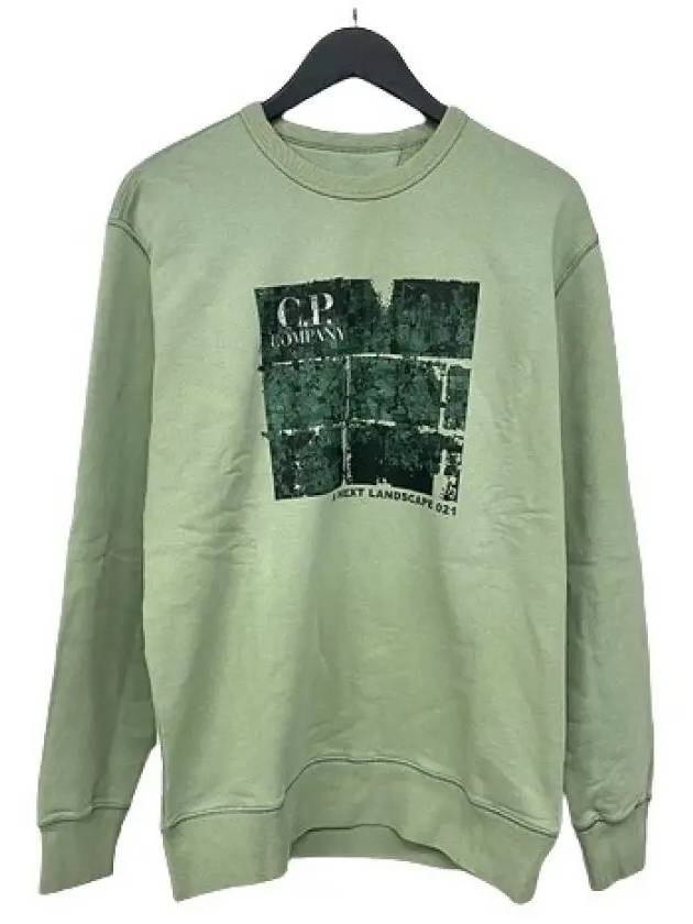 Men's Graphic Print Long Sleeve Sweatshirt Green - CP COMPANY - BALAAN 3