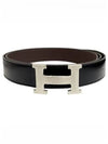 H Buckle 32MM Reversible Leather Belt Chocolate Black - HERMES - BALAAN 2