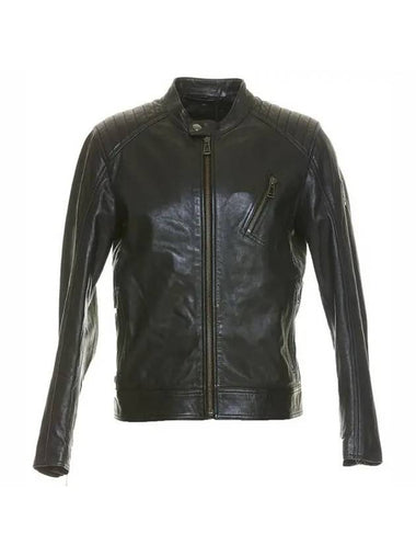 Men's Cheviot Leather V Racer Jacket In Black - BELSTAFF - BALAAN 1