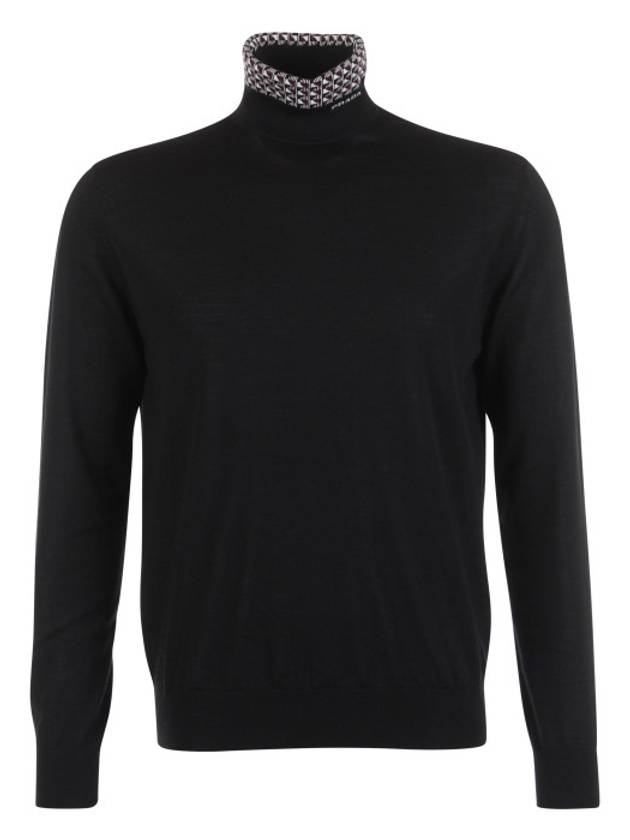 fine wool knit turtleneck black - PRADA - BALAAN 2