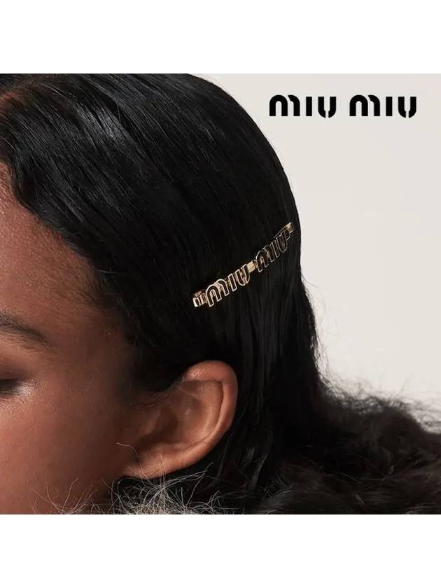 Enamel Metal Hair Clip Gold Black - MIU MIU - BALAAN 7