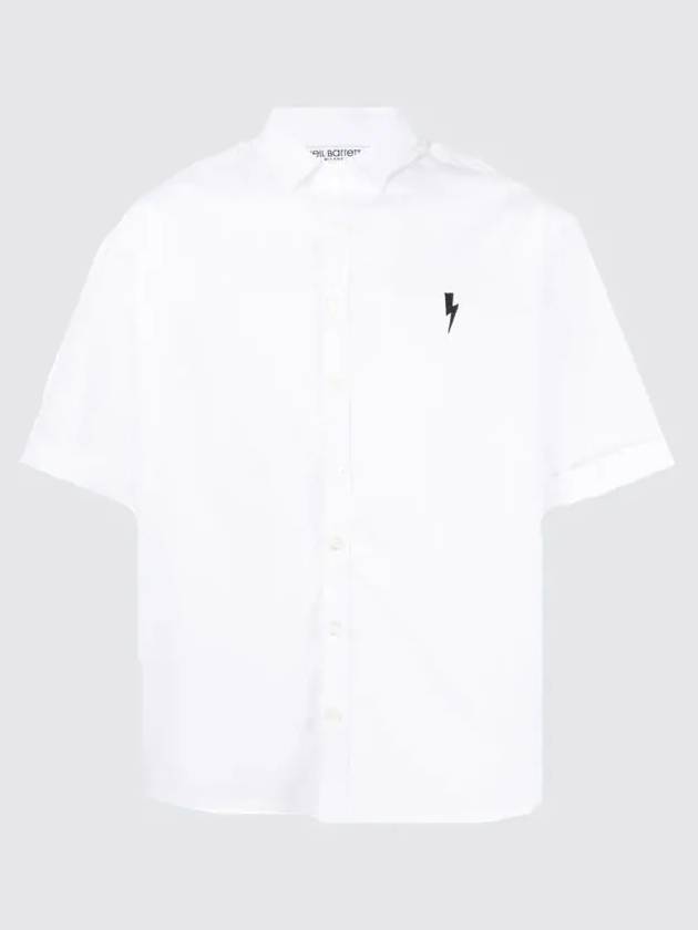 Mini Thunderbolt Logo Short Sleeve Shirt White - NEIL BARRETT - BALAAN 4