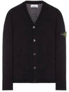 Wappen V Neck Cotton Knit Cardigan Black - STONE ISLAND - BALAAN 2