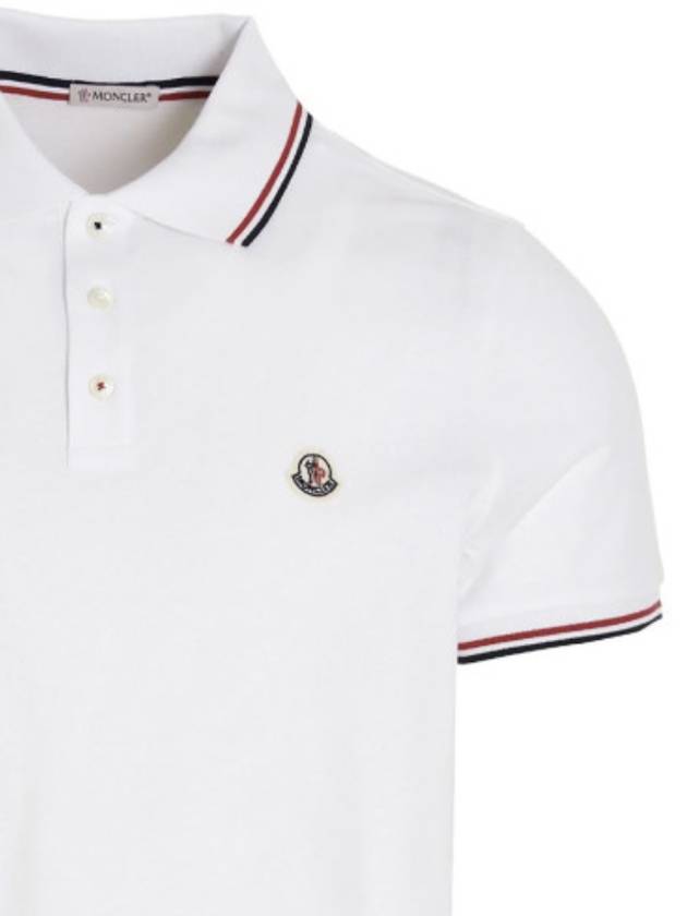 Logo Patch Polo Shirt Optical White I2 091 8A70300 84556 001 - MONCLER - BALAAN 3