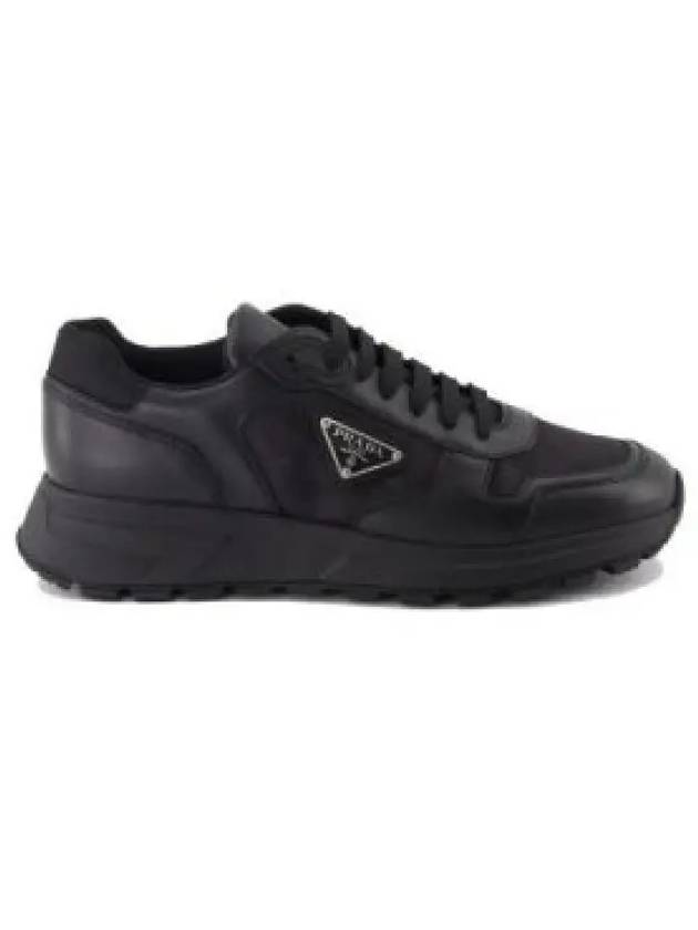 Leather Re-Nylon High Top Sneakers Black - PRADA - BALAAN 2