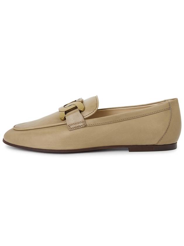 Kate Metal Logo Leather Loafers Beige - TOD'S - BALAAN 4