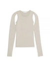 Cutout Cotton Long Sleeve T-Shirt Beige - HELMUT LANG - BALAAN 2