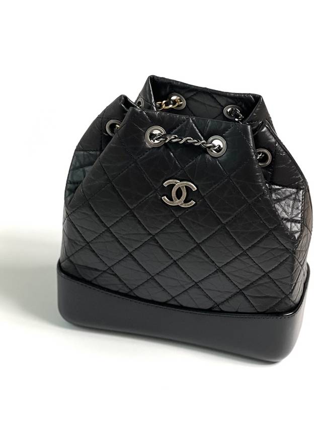 Aged Calfskin Small Gabrielle Backpack Black - CHANEL - BALAAN 2