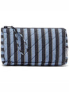 Striped Organic Cotton Makeup Pouch Wash Bag Blue - GANNI - BALAAN 1