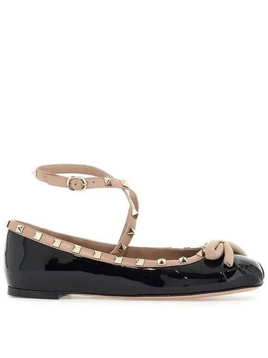 Bow Rockstud Ballerina Black - VALENTINO - BALAAN 1