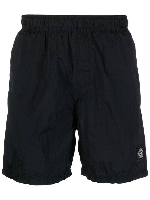 Men's Logo Patch Nylon Swim Shorts Navy - STONE ISLAND - BALAAN 2