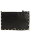 Rockstud Medium Clutch NWP00269 0NO Black - VALENTINO - BALAAN 1