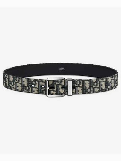 Logo Jacquard Leather Belt Black Beige - DIOR - BALAAN 2