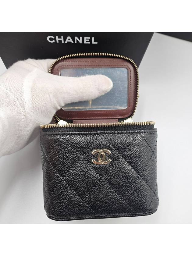 CC Logo Classic Vanity Small Cosmetic Case Mini Bag Black - CHANEL - BALAAN 3