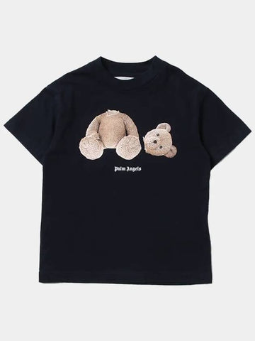 Kids Kill the Bear Printing Round Short Sleeve T Shirt Navy PBAA001S22JER001 4660 - PALM ANGELS - BALAAN 1