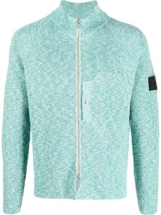 Shadow Project Patterned Slub Dry Yarn Knit Cardigan Blue - STONE ISLAND - BALAAN 1