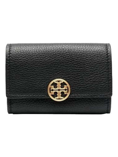 Miller Logo Small Leather Half Wallet Black - TORY BURCH - BALAAN 1