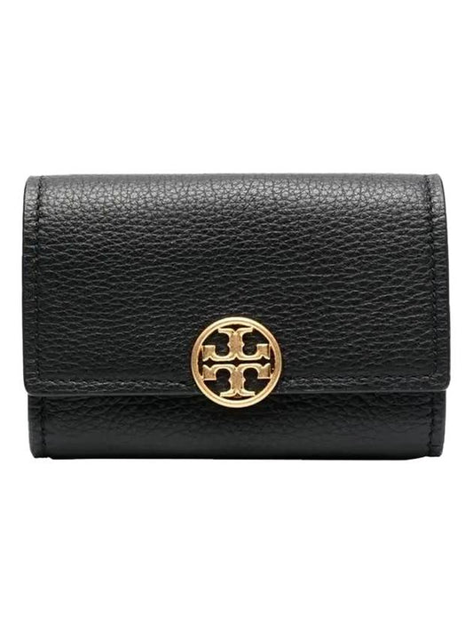 Miller Mini Gold Logo Leather Bicycle Wallet Black - TORY BURCH - BALAAN 1