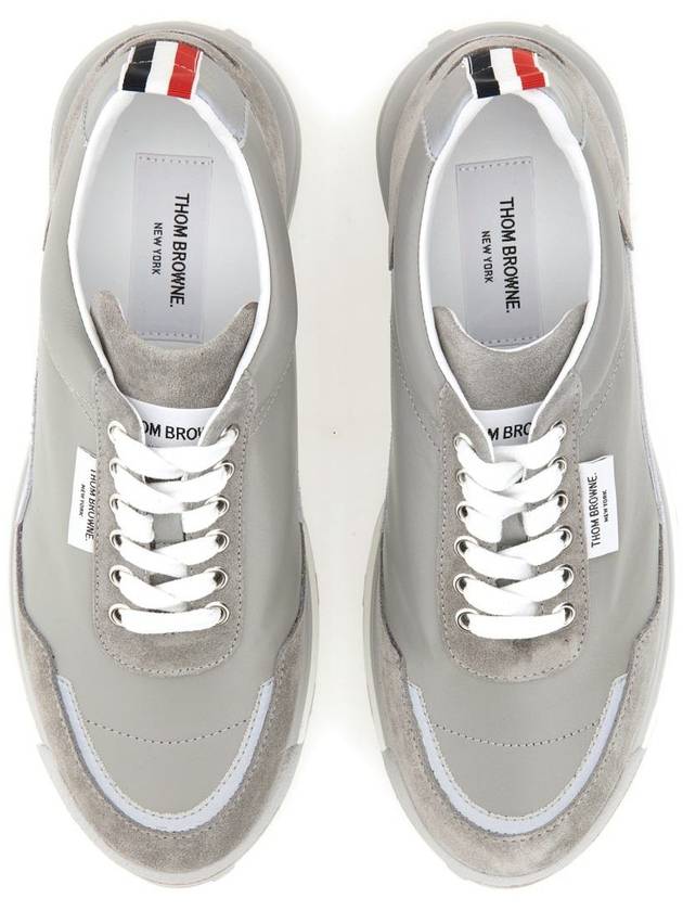 Vitello Alumni Trainer Caprede Low Top Sneakers Grey - THOM BROWNE - BALAAN 3