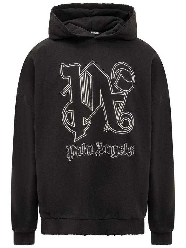 Monogram Popover Hoodie Black PMBB126E23FLE0011003 - PALM ANGELS - BALAAN 2