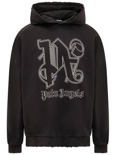 Monogram Popover Hoodie Black PMBB126E23FLE0011003 - PALM ANGELS - BALAAN 2