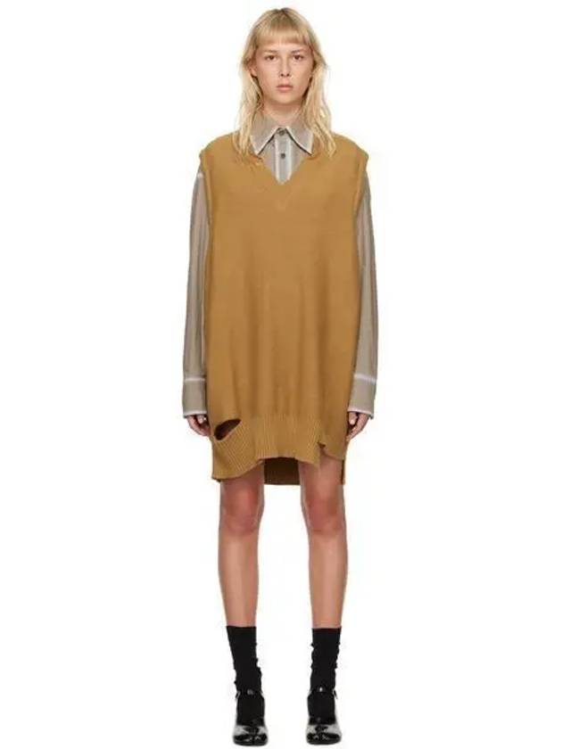 Tan Ripped Short Dress Camel - MAISON MARGIELA - BALAAN 2