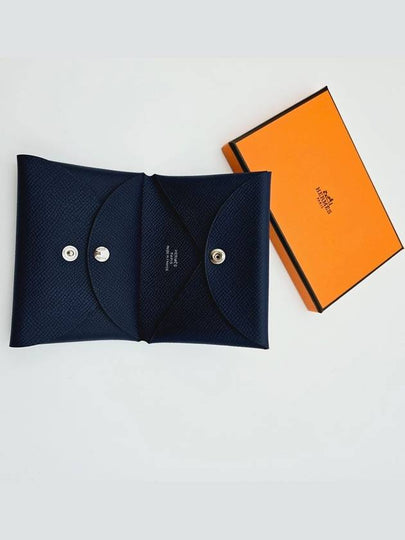 Calvi Duo Compact Card Wallet Navy - HERMES - BALAAN 2