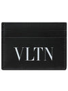 VLTN Logo Print Leather Card Wallet Black - VALENTINO - BALAAN 2