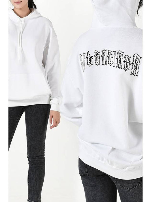 570798 TEV67 Tattoo Logo Hooded Sweatshirt White 9044 - BALENCIAGA - BALAAN 2