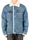 Fake Fur Trucker Denim Jacket Vintage Blue - AMI - BALAAN 2