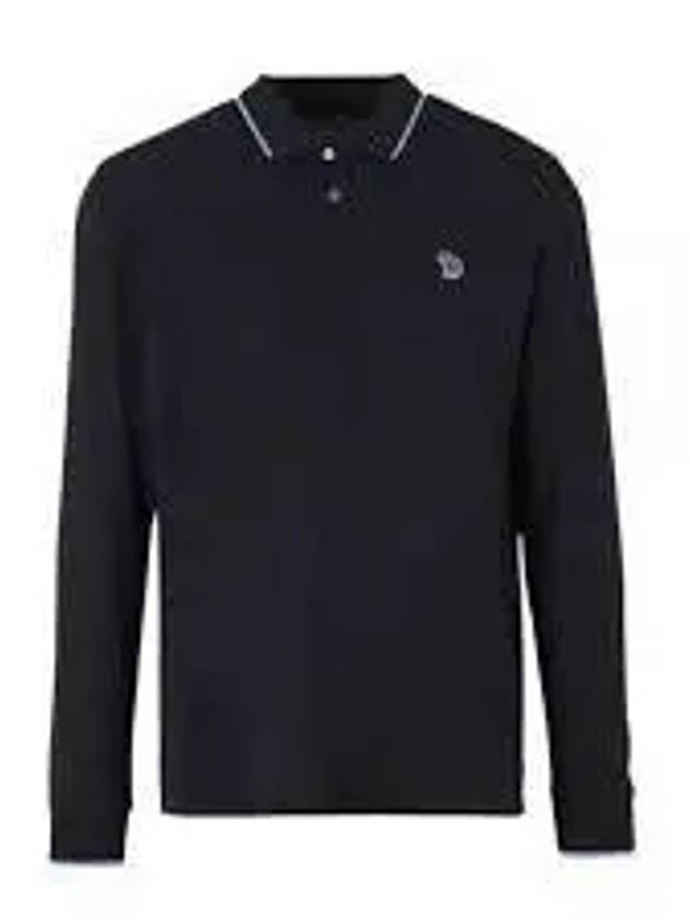 Zebra Patch Regular Fit Long Sleeve Polo Shirt Black - PAUL SMITH - BALAAN 2