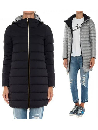 Double-sided down long padded jacket PI0531D black_silver - HERNO - BALAAN 1