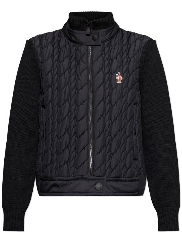 Padded wool zip cardigan black - MONCLER - BALAAN 1