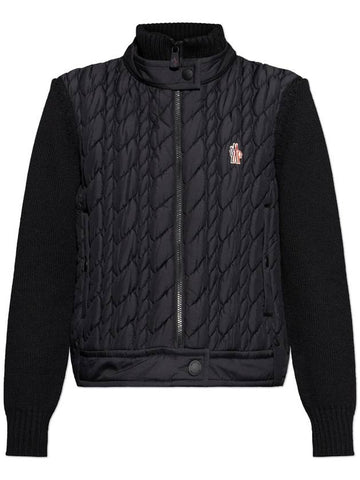 Padded wool zip cardigan black - MONCLER - BALAAN 1