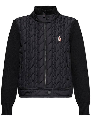 Padded wool zip cardigan black - MONCLER - BALAAN 1