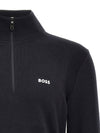 Green Ever Zip Neck Sweater 50498518 402 Logo Print Cotton Blend - HUGO BOSS - BALAAN 4