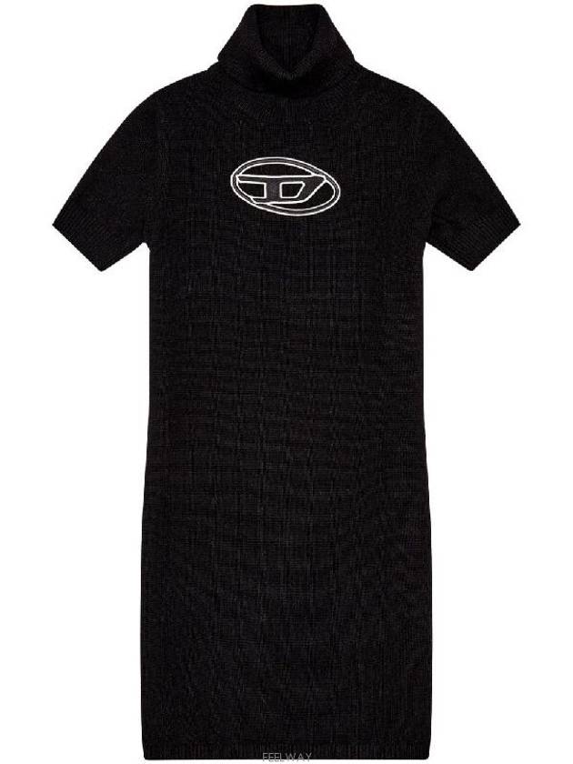 Women's M Agarette Logo Cut Out High Neck Short Dress Black - DIESEL - BALAAN 4