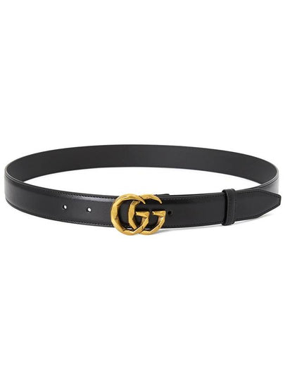 GG Marmont Leather Belt Black - GUCCI - BALAAN 3