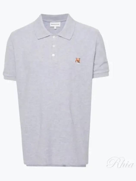 Fox Head Patch Cotton Polo Shirt Grey - MAISON KITSUNE - BALAAN 2