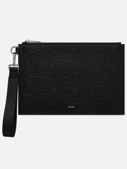 A5 Gravity Leather Grain Calfskin Pouch Bag Black - DIOR - BALAAN 2