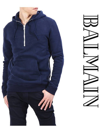 Cotton Hoodie Blue - BALMAIN - BALAAN 2