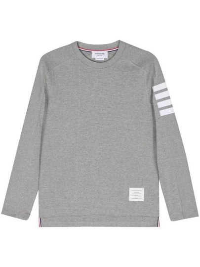 4-Bar Striped Cotton Long Sleeve T-Shirt Light Grey - THOM BROWNE - BALAAN 2