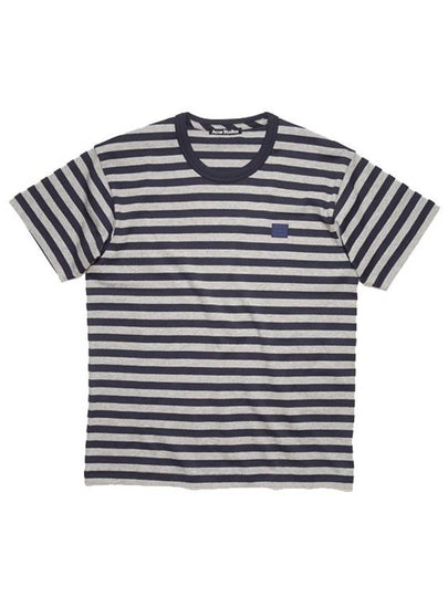 Striped Logo Short Sleeve T-Shirt Navy Grey - ACNE STUDIOS - BALAAN 2