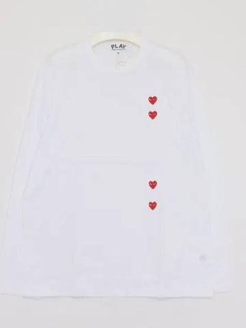 For Red Heart Long Sleeve T Shirt P1T3393 WHITE 271013 1042735 - COMME DES GARCONS - BALAAN 1